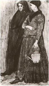 Sien Pregnant, Walking with Older Woman by Vincent van Gogh